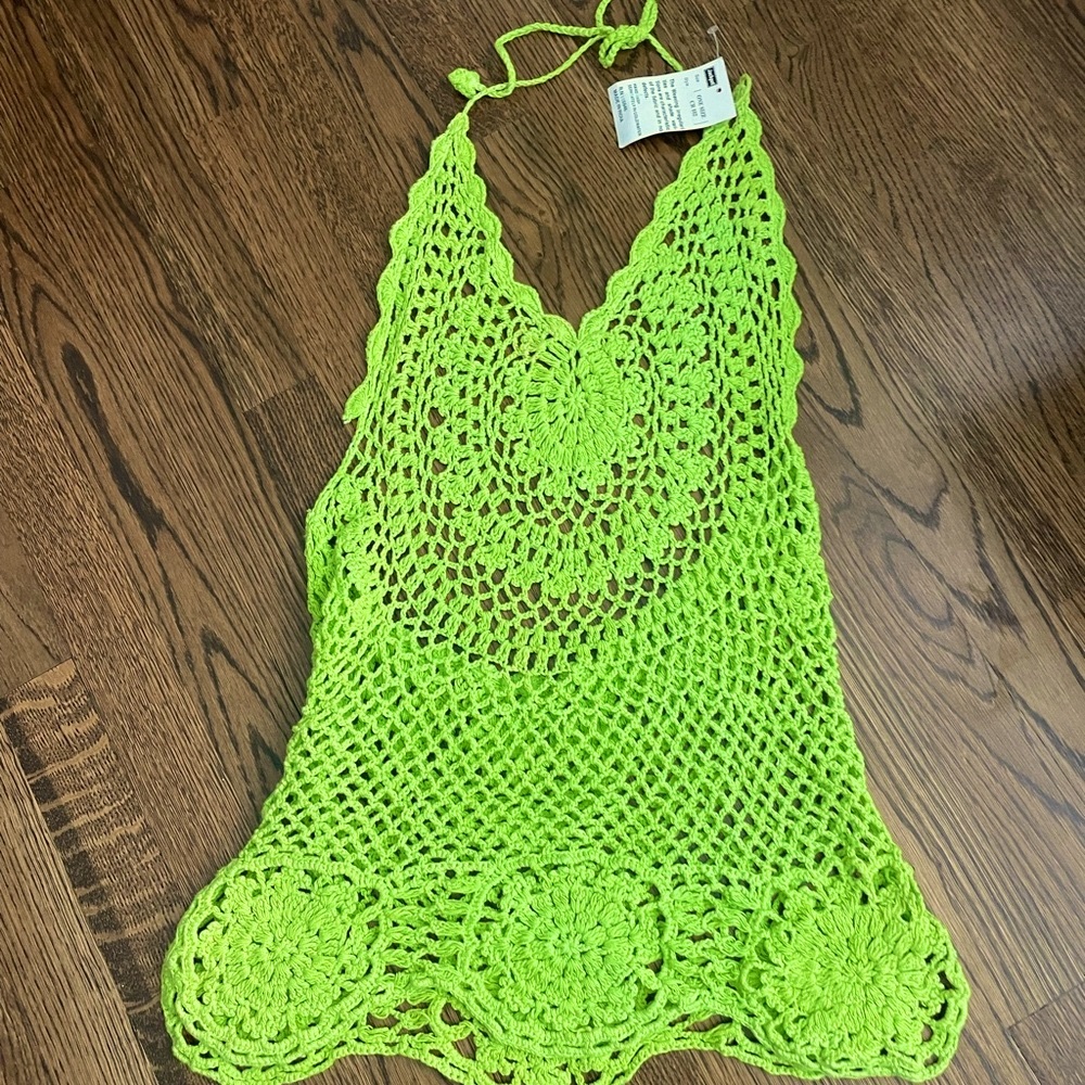 Green Crochet top new with tags